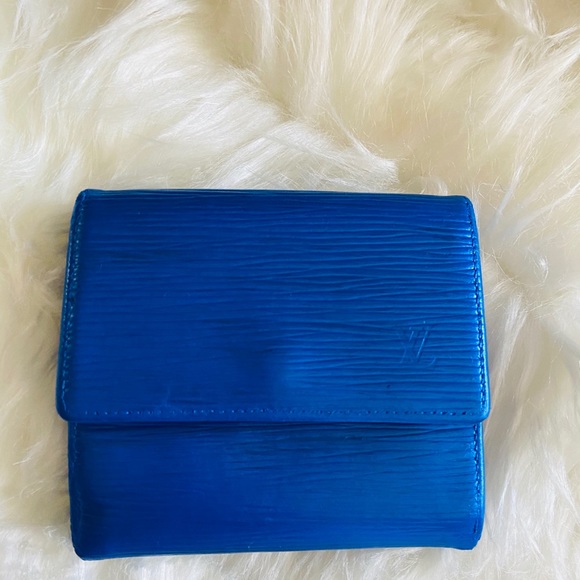 LV Blue Epi Porte Tresor Etui Trifold Wallet - Picture 1 of 7